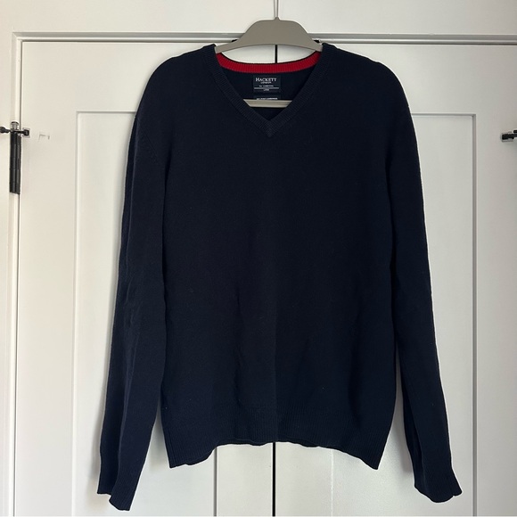 Hackett 100% Pure Lambswool Navy Sweater Large